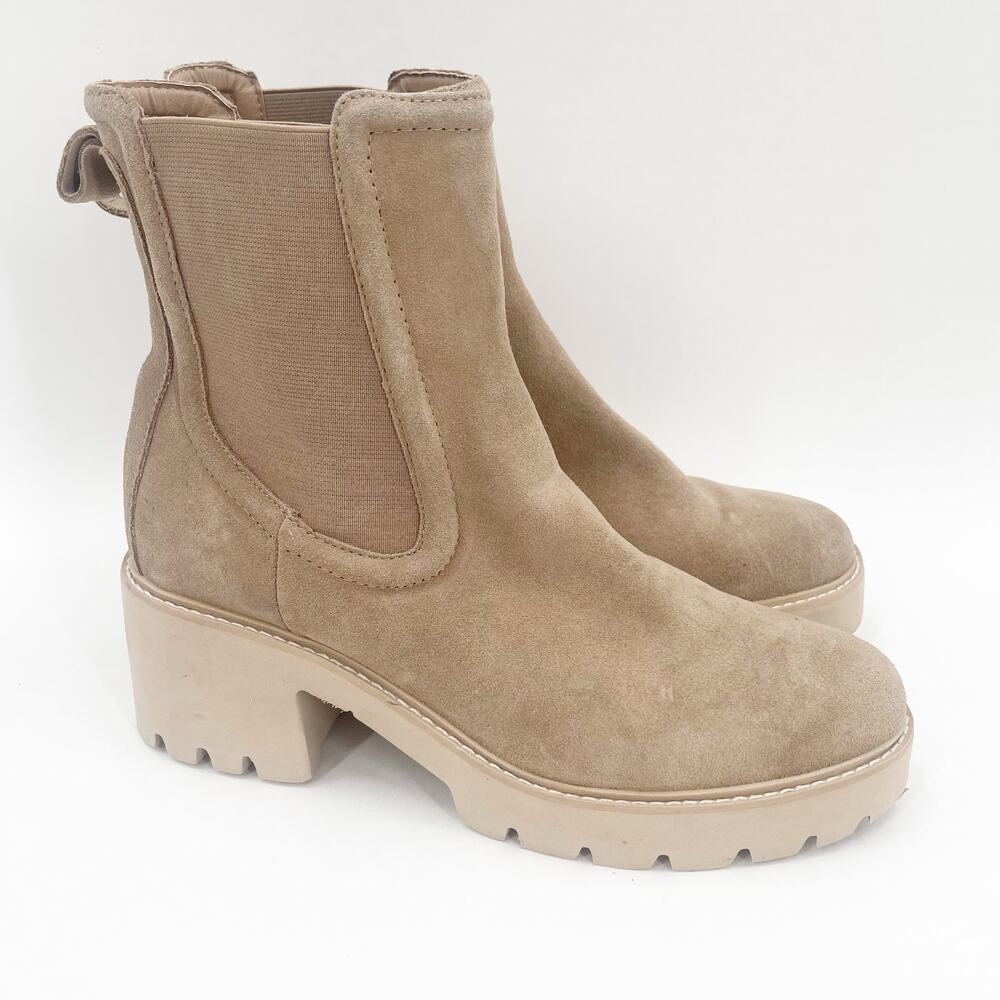 DOLCE VITA Hawk H20 Boots SZ 10 Lug Sole Pull On Heel Mushroom *Flaws Waterproof